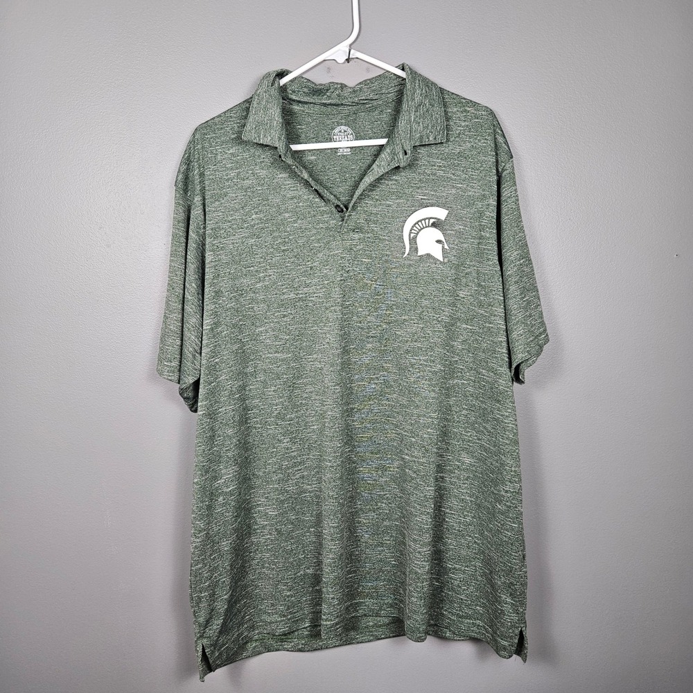 Rivalry Threads Mens 2XL Polo Michigan State Spartans Performance Heather Green